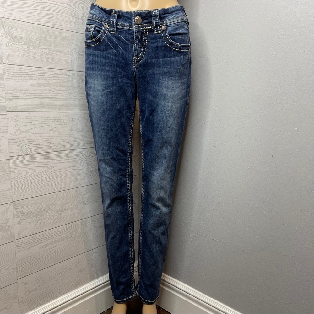 Silver Suki Mid pencil skinny Blue Flap Jeans